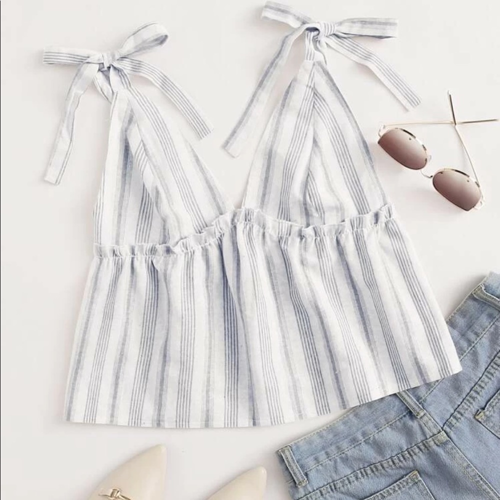 SHEIN Blue and White stripped camisole tank